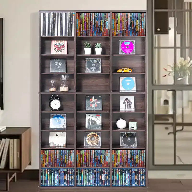 Meuble de rangement multimédia, étagère à DVD 9 niveaux pouvant contenir jusqu'à 756 CD, étagères CD réglables 27 compartiments, protège et organise la musique, les films