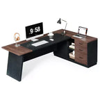 Bureau en L avec classeur mobile, cadre métallique robuste et panneau compressé de 3 cm