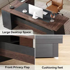 Bureau en L avec classeur mobile, cadre métallique robuste et panneau compressé de 3 cm