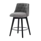 Tabouret de bar pivotant, tabouret de comptoir rembourré en lin avec dossier capitonné, chaise de salle à manger, tabouret de pub, blanc/gris foncé (lot de 2)