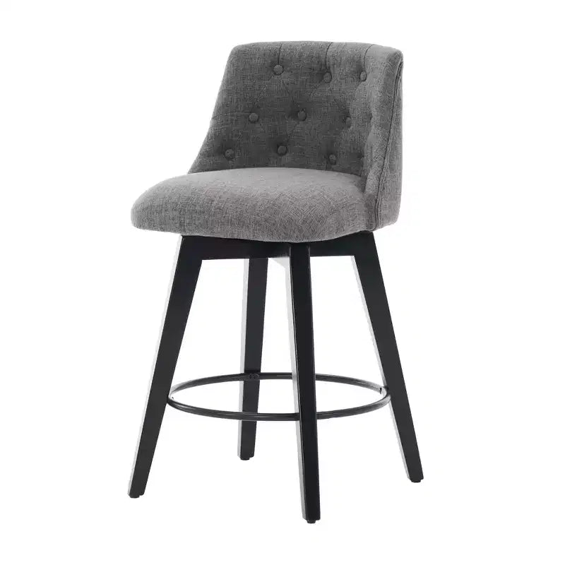 Tabouret de bar pivotant, tabouret de comptoir rembourré en lin avec dossier capitonné, chaise de salle à manger, tabouret de pub, blanc/gris foncé (lot de 2)