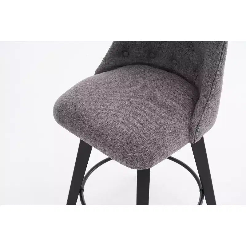 Tabouret de bar pivotant, tabouret de comptoir rembourré en lin avec dossier capitonné, chaise de salle à manger, tabouret de pub, blanc/gris foncé (lot de 2)