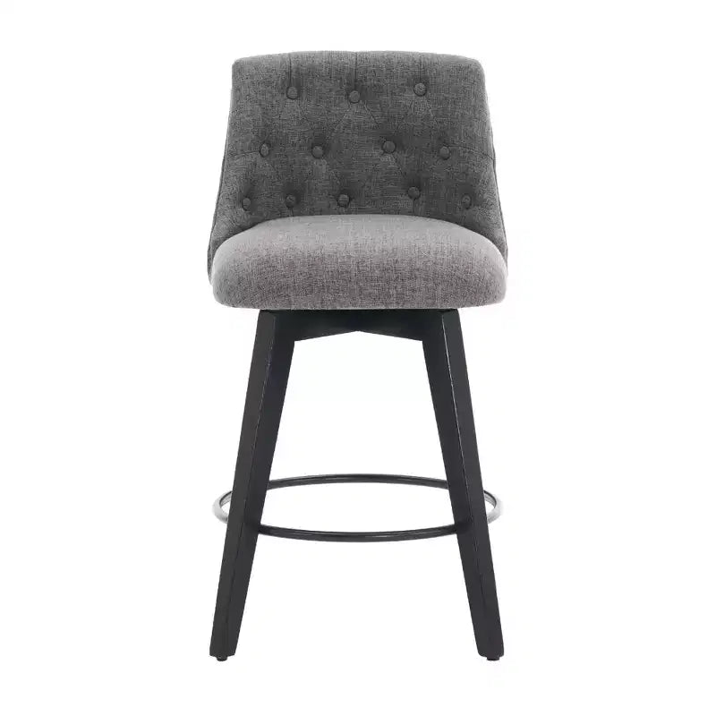Tabouret de bar pivotant, tabouret de comptoir rembourré en lin avec dossier capitonné, chaise de salle à manger, tabouret de pub, blanc/gris foncé (lot de 2)