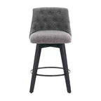 Tabouret de bar pivotant, tabouret de comptoir rembourré en lin avec dossier capitonné, chaise de salle à manger, tabouret de pub, blanc/gris foncé (lot de 2)