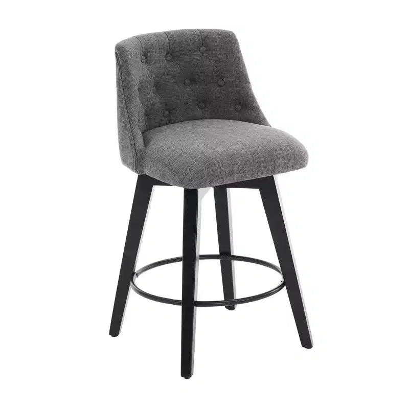 Tabouret de bar pivotant, tabouret de comptoir rembourré en lin avec dossier capitonné, chaise de salle à manger, tabouret de pub, blanc/gris foncé (lot de 2)