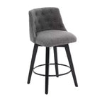Tabouret de bar pivotant, tabouret de comptoir rembourré en lin avec dossier capitonné, chaise de salle à manger, tabouret de pub, blanc/gris foncé (lot de 2)