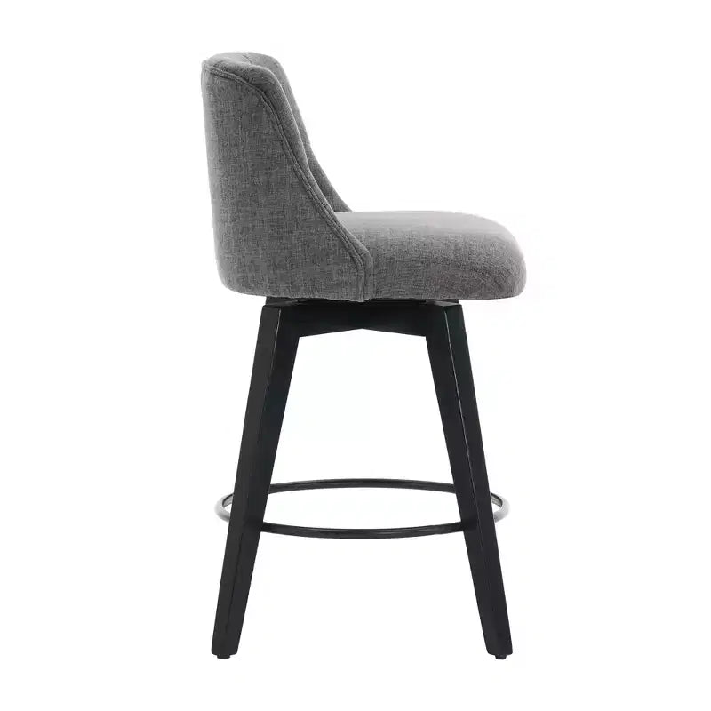 Tabouret de bar pivotant, tabouret de comptoir rembourré en lin avec dossier capitonné, chaise de salle à manger, tabouret de pub, blanc/gris foncé (lot de 2)