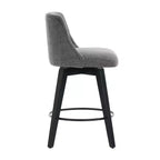 Tabouret de bar pivotant, tabouret de comptoir rembourré en lin avec dossier capitonné, chaise de salle à manger, tabouret de pub, blanc/gris foncé (lot de 2)