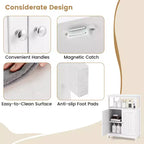 Meuble de Salle de Bain Autoportant avec 2 Portes et Compartiment Ouvert Noir/Blanc