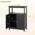 Meuble de Salle de Bain Autoportant avec 2 Portes et Compartiment Ouvert Noir/Blanc