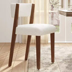 Chaises de salle à manger rembourrées, chaises en tissu de style Mid-Century Modern avec dossier incurvé et pieds en bois de pin