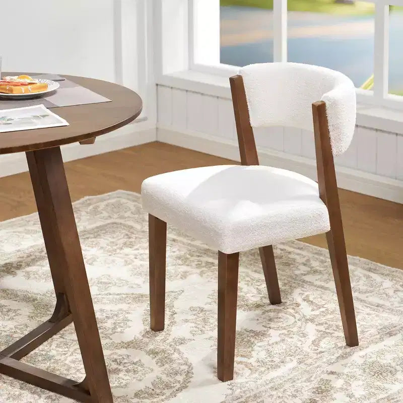 Chaises de salle à manger rembourrées, chaises en tissu de style Mid-Century Modern avec dossier incurvé et pieds en bois de pin