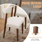 Chaises de salle à manger rembourrées, chaises en tissu de style Mid-Century Modern avec dossier incurvé et pieds en bois de pin