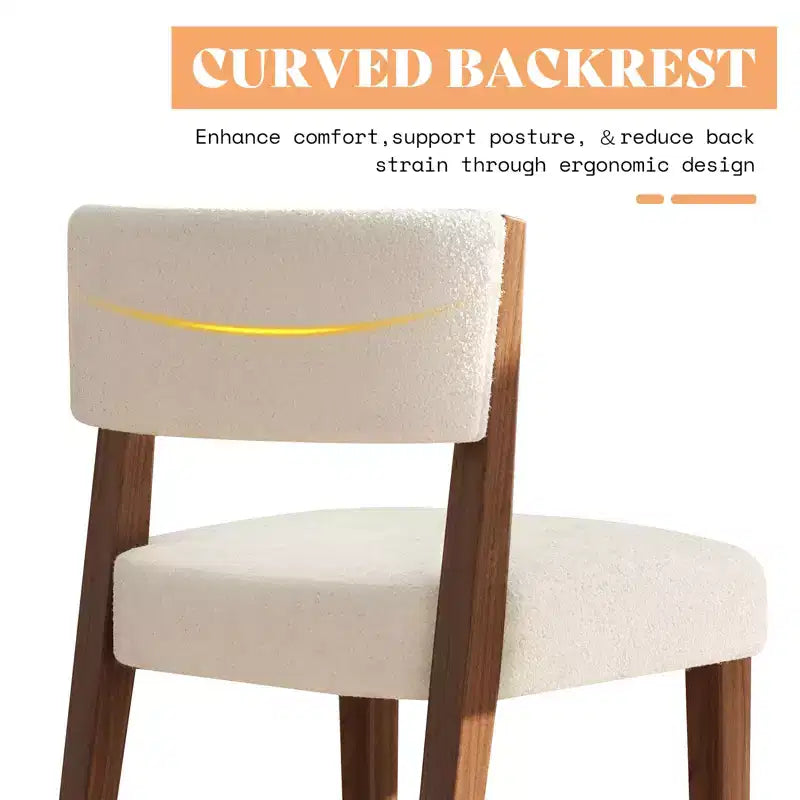Chaises de salle à manger rembourrées, chaises en tissu de style Mid-Century Modern avec dossier incurvé et pieds en bois de pin