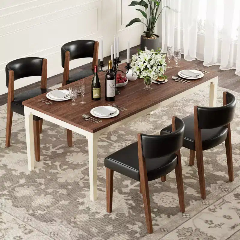 Chaises de salle à manger rembourrées, chaises en tissu de style Mid-Century Modern avec dossier incurvé et pieds en bois de pin