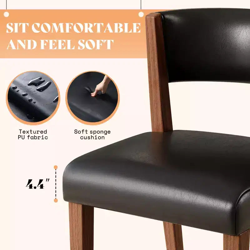 Chaises de salle à manger rembourrées, chaises en tissu de style Mid-Century Modern avec dossier incurvé et pieds en bois de pin