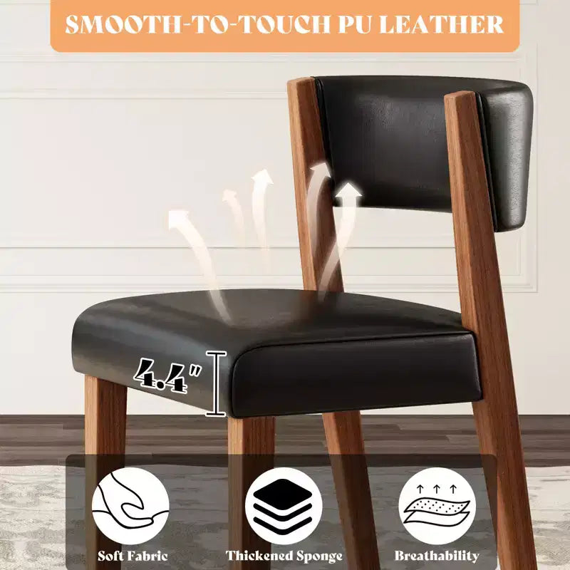 Chaises de salle à manger rembourrées, chaises en tissu de style Mid-Century Modern avec dossier incurvé et pieds en bois de pin
