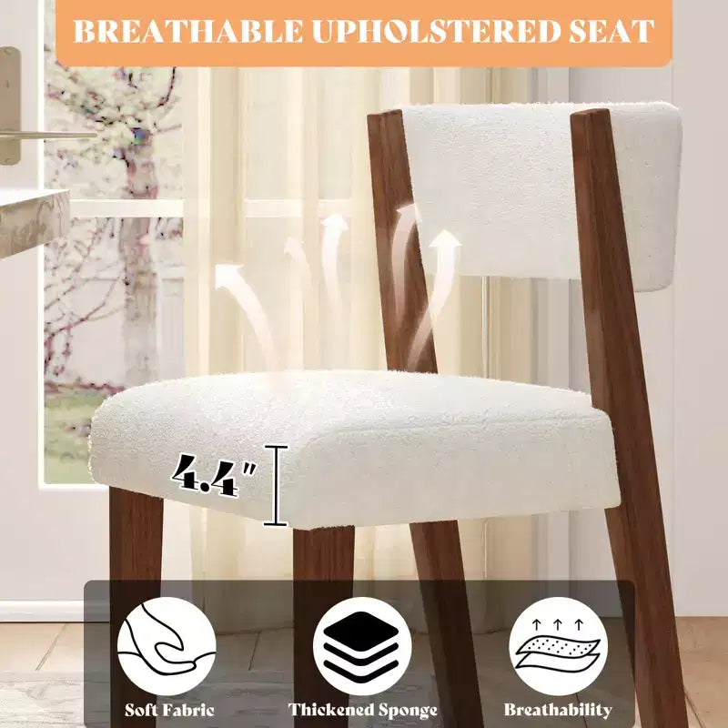 Chaises de salle à manger rembourrées, chaises en tissu de style Mid-Century Modern avec dossier incurvé et pieds en bois de pin