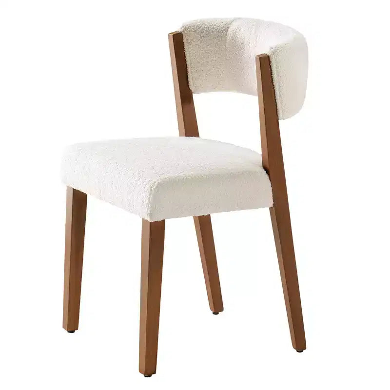 Chaises de salle à manger rembourrées, chaises en tissu de style Mid-Century Modern avec dossier incurvé et pieds en bois de pin