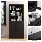 Grand meuble de rangement avec portes vitrées, au design élégant et raffiné. Il est à la fois pratique et esthétique.