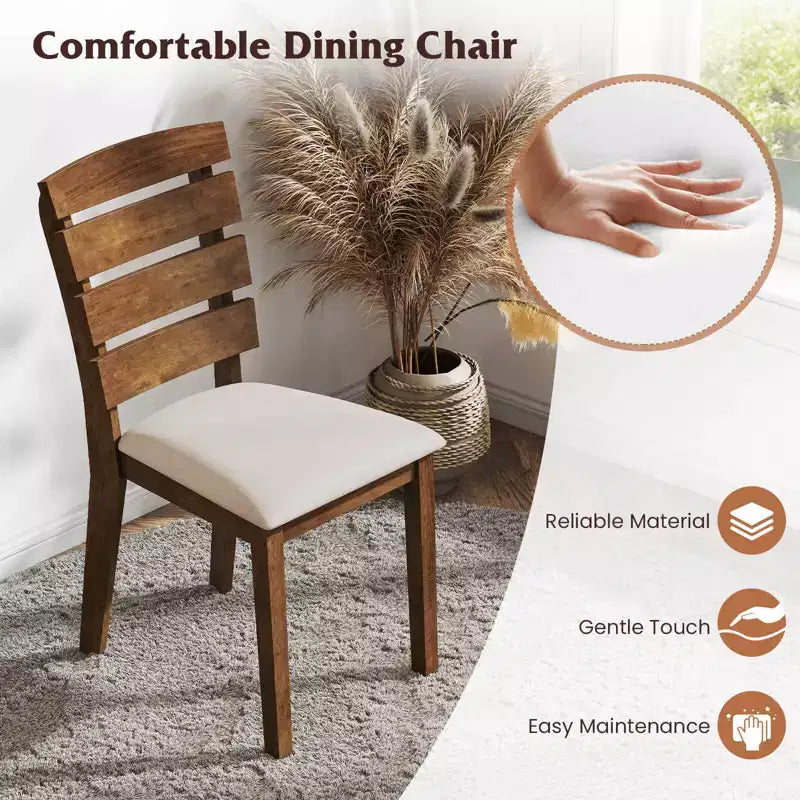 Chaise de salle à manger Chaise de cuisine rembourrée avec dossier haut à lattes