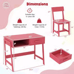 Bureau et chaise pour enfants avec tiroir de rangement et étagère, bureau d'étude marron/rose/blanc/noir