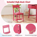 Bureau et chaise pour enfants avec tiroir de rangement et étagère, bureau d'étude marron/rose/blanc/noir