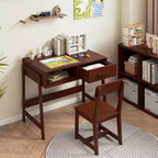 Bureau et chaise pour enfants avec tiroir de rangement et étagère, bureau d'étude marron/rose/blanc/noir