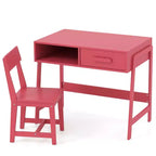 Bureau et chaise pour enfants avec tiroir de rangement et étagère, bureau d'étude marron/rose/blanc/noir