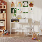 Bureau et chaise pour enfants avec tiroir de rangement et étagère, bureau d'étude marron/rose/blanc/noir