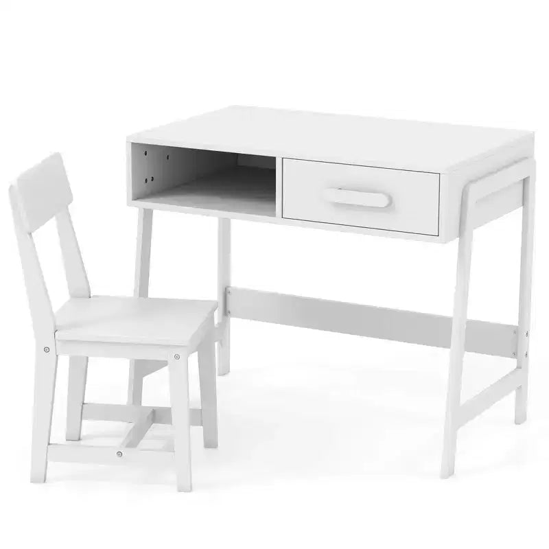 Bureau et chaise pour enfants avec tiroir de rangement et étagère, bureau d'étude marron/rose/blanc/noir