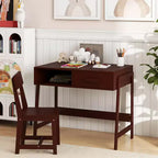 Bureau et chaise pour enfants avec tiroir de rangement et étagère, bureau d'étude marron/rose/blanc/noir