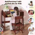 Bureau et chaise pour enfants avec tiroir de rangement et étagère, bureau d'étude marron/rose/blanc/noir