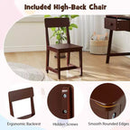 Bureau et chaise pour enfants avec tiroir de rangement et étagère, bureau d'étude marron/rose/blanc/noir
