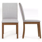 Costway Upholstered Dining Chairs Set of 2/4 with Nailhead Trim Rubber Wood Legs Padded Seat