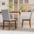 Chaises de salle à manger capitonnées avec clous décoratifs, pieds en bois d'hévéa, assise rembourrée