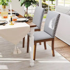 Chaises de salle à manger capitonnées avec clous décoratifs, pieds en bois d'hévéa, assise rembourrée