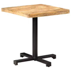 Table de bistrot en manguier brut – Table carrée de style rustique avec piètement en fer noir pour usage intérieur ou extérieur – Durable, unique et polyvalente