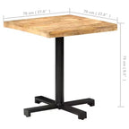 Table de bistrot en manguier brut – Table carrée de style rustique avec piètement en fer noir pour usage intérieur ou extérieur – Durable, unique et polyvalente