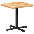Table de bistrot en manguier brut – Table carrée de style rustique avec piètement en fer noir pour usage intérieur ou extérieur – Durable, unique et polyvalente