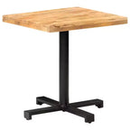 Table de bistrot en manguier brut – Table carrée de style rustique avec piètement en fer noir pour usage intérieur ou extérieur – Durable, unique et polyvalente