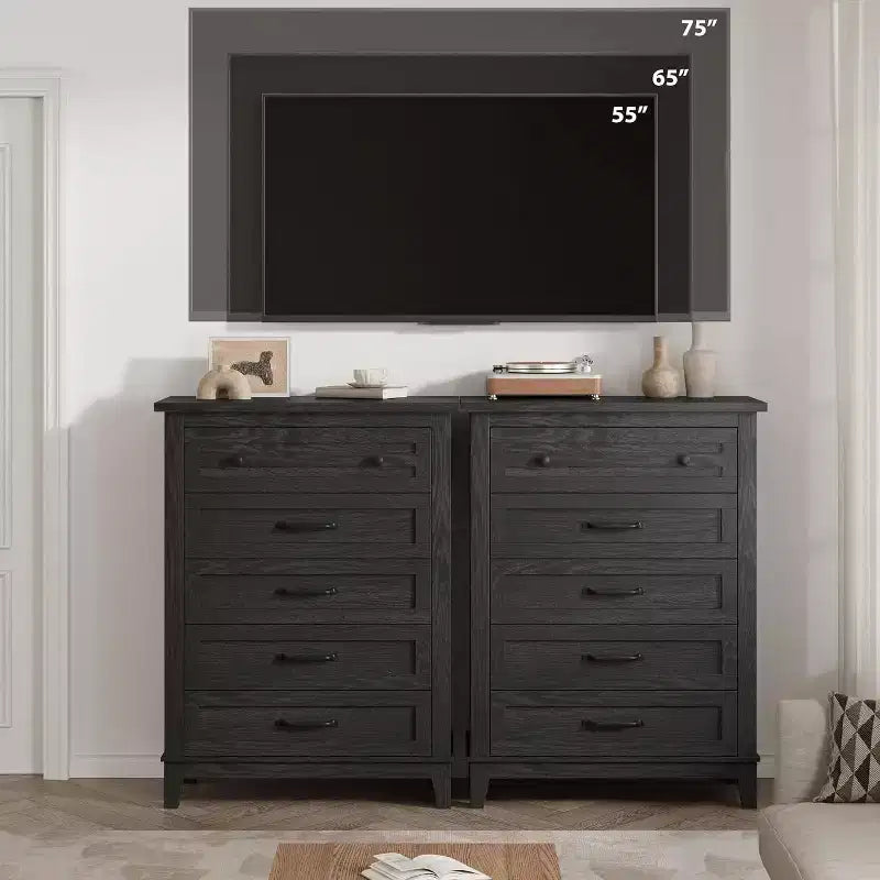 Commode 5 tiroirs pour chambre à coucher, commode verticale de 105 cm de haut avec rangement indépendant, meuble de rangement en bois pour salon, chambre à coucher, entrée