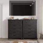 Commode 5 tiroirs pour chambre à coucher, commode verticale de 105 cm de haut avec rangement indépendant, meuble de rangement en bois pour salon, chambre à coucher, entrée