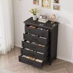 Commode 5 tiroirs pour chambre à coucher, commode verticale de 105 cm de haut avec rangement indépendant, meuble de rangement en bois pour salon, chambre à coucher, entrée