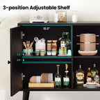 Meuble d'appoint à 3 portes en rotin, meuble de rangement de cuisine, pieds réglables modernes