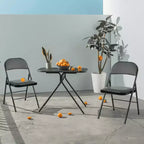 Chaise Pliante 4 Pièces en Cuir Rembourrée Extérieur Intérieur pour Maison Bureau Fête Confortable Noire