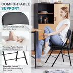 Chaise Pliante 4 Pièces en Cuir Rembourrée Extérieur Intérieur pour Maison Bureau Fête Confortable Noire