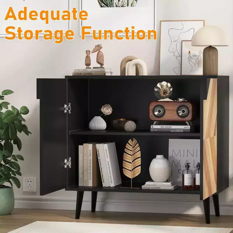 Meuble de rangement de 31,5 pouces avec étagère et portes, buffet moderne avec rangement, meuble d'appoint autonome pour salle à manger, entrée