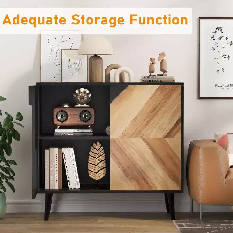 Meuble de rangement de 31,5 pouces avec étagère et portes, buffet moderne avec rangement, meuble d'appoint autonome pour salle à manger, entrée