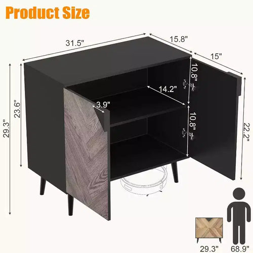 Meuble de rangement de 31,5 pouces avec étagère et portes, buffet moderne avec rangement, meuble d'appoint autonome pour salle à manger, entrée